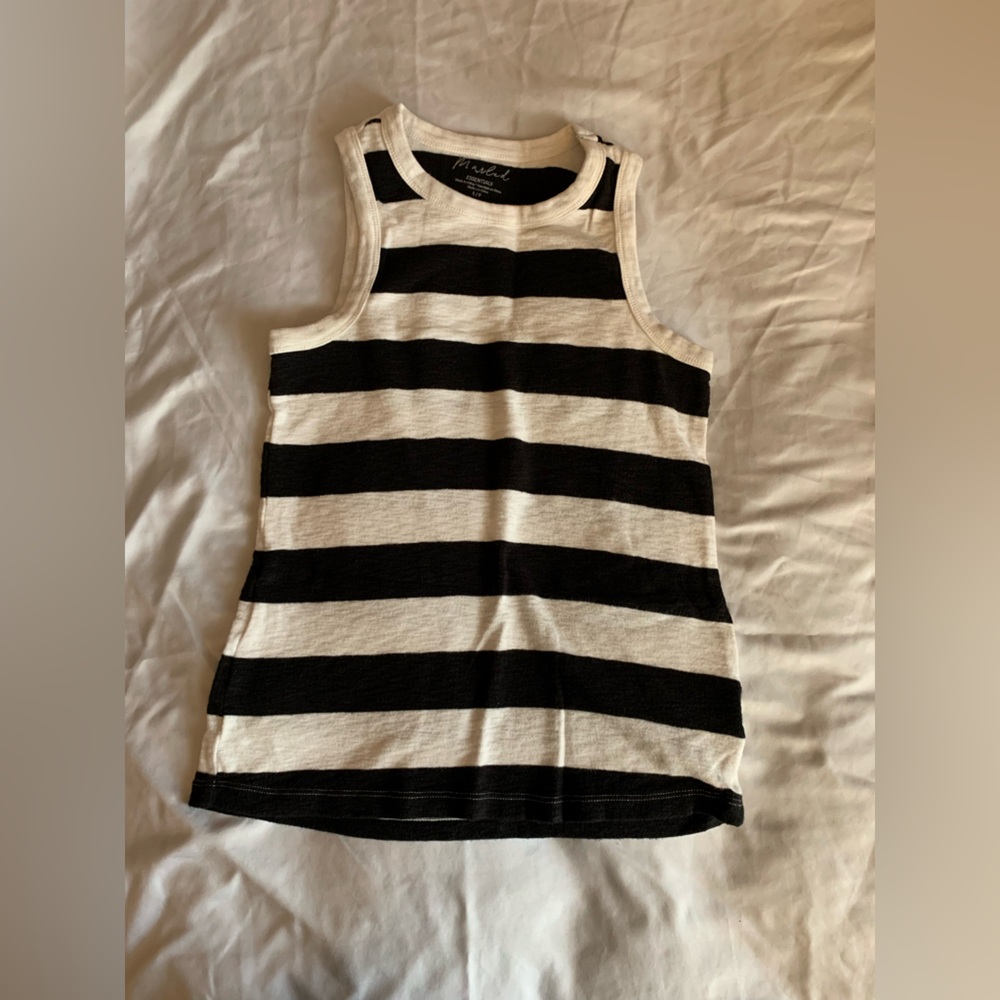 Essentials Black and White Striped Tank Top